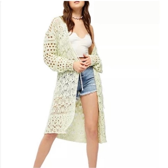 Free People Sweaters - Free People Cream Crochet Cardigan Sweater